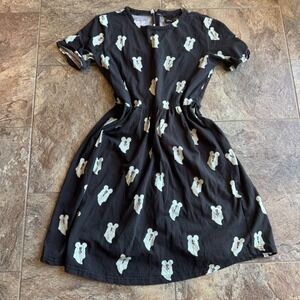 RARE Disney Cakeworthy Ghost Mickey Mouse Print Black Dress - Size M